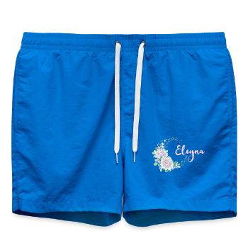 Eleyna Flower Wreath Lettering - Swim Trunks - cobalt blue - Front - AI Model Male 185 light (185cm)