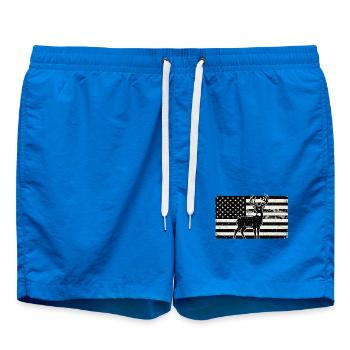 Cerf drapeau américain – Design patriotique de chasse - Short de bain - cobalt blue - Devant - AI Model Male 185 light (185cm)