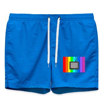 Télévision rétro sur des bandes arc-en-ciel - Short de bain - cobalt blue - Devant - AI Model Male 185 light (185cm)