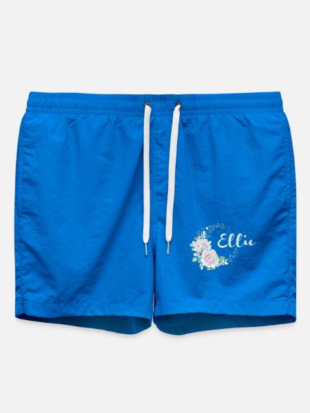 Ellie Flower Wreath Name - Swim Trunks - cobalt blue