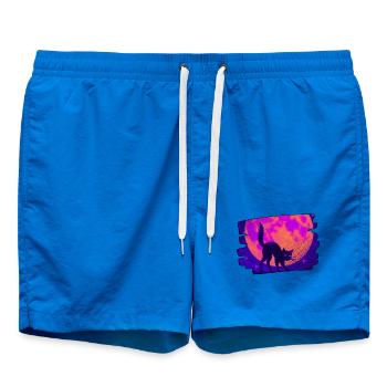 Katze vor leuchtendem Neon-Vollmond - Badeshorts - Cobalt blue - Vorne - AI Model Male 185 light (185cm)