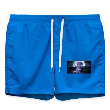 Jackpot of Burnout - Vaporwave Aesthetic Meme - Swim Trunks - cobalt blue - Front - AI Model Male 185 light (185cm)