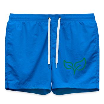 Green Leaf Line Icon Eco Nature Growth Symbol Vect - Swim Trunks - cobalt blue - Front - AI Model Male 185 light (185cm)