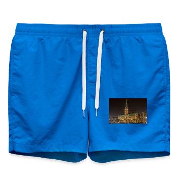 Hamburger Rathaus bei Nacht beleuchtet - Badeshorts - Cobalt blue - Vorne - AI Model Male 185 light (185cm)