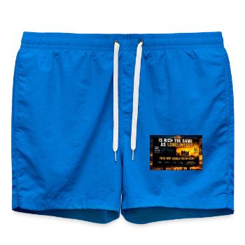 Richness versus Loneliness - Swim Trunks - cobalt blue - Front - AI Model Male 185 light (185cm)