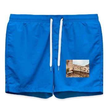 Terrasse in einem Steindorf - Badeshorts - Cobalt blue - Vorne - AI Model Male 185 light (185cm)