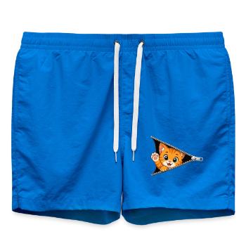 Chat chaton mignon à fermeture éclair - Short de bain - cobalt blue - Devant - AI Model Male 185 light (185cm)