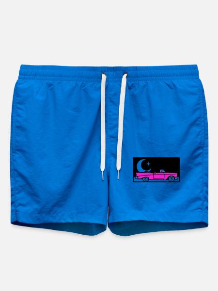 Retro 80s Convertible Graphic - Swim Trunks - cobalt blue