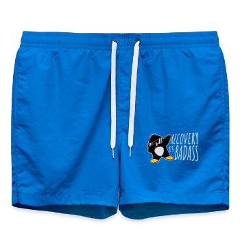 Recovery Is Badass Penguin Dabbing Dab Dance Pose - Swim Trunks - cobalt blue - Front - AI Model Male 185 light (185cm)