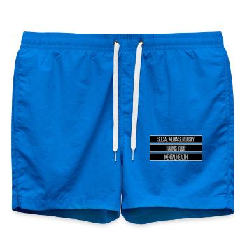 Social Media Seriously Harms Mental Health Spruch - Badeshorts - Cobalt blue - Vorne - AI Model Male 185 light (185cm)
