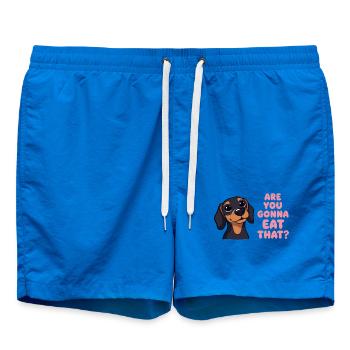 Are You going to Eat That Dachshund Humor - Swim Trunks - cobalt blue - Front - AI Model Male 185 light (185cm)