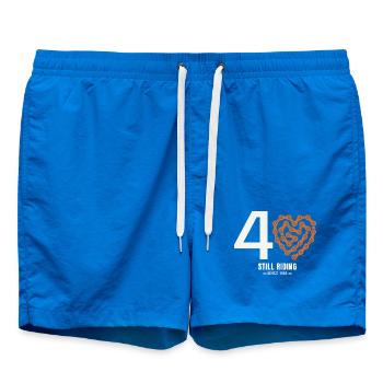 40 Years Bike Still Riding Birthday Gift - Swim Trunks - cobalt blue - Front - AI Model Male 185 light (185cm)