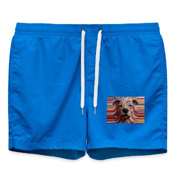 Psychedelic Staffie - 128 - Swim Trunks - cobalt blue - Front - AI Model Male 185 light (185cm)