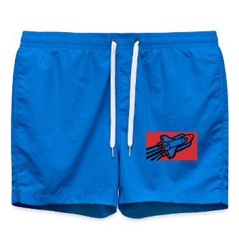 Space Shuttle Silhouette - Swim Trunks - cobalt blue - Front - AI Model Male 185 light (185cm)