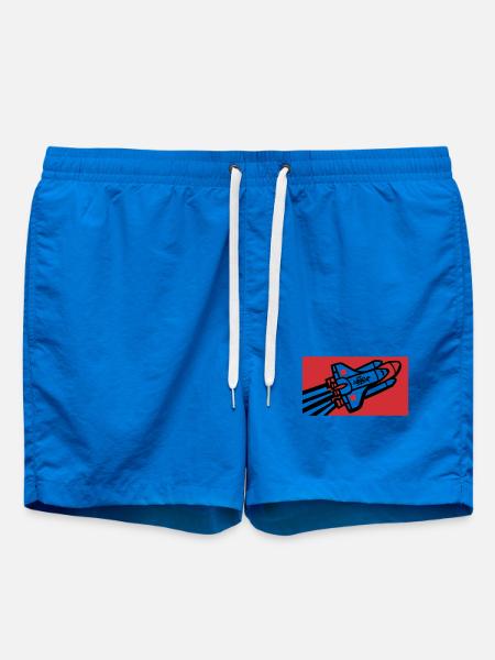 Space Shuttle Graffiti Graphic - Swim Trunks - cobalt blue