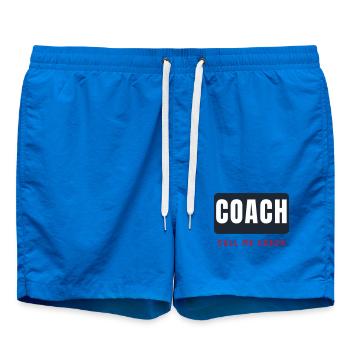 Coach Schriftzug Balken - Trainer Team Sport - Badeshorts - Cobalt blue - Vorne - AI Model Male 185 light (185cm)