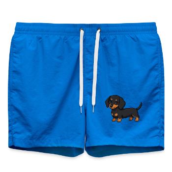 Cute Dachshund – Retro Pixel Art Dog - Swim Trunks - cobalt blue - Front - AI Model Male 185 light (185cm)