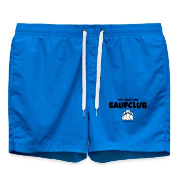 Wir sind kein Saufclub – Wir kegeln auch - Badeshorts - Cobalt blue - Vorne - AI Model Male 185 light (185cm)