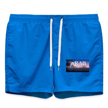 Night City Neon Panorama - Swim Trunks - cobalt blue - Front - AI Model Male 185 light (185cm)