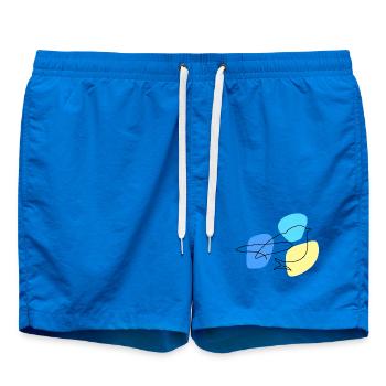 Lineart Blue with Pastel Shapes - Swim Trunks - cobalt blue - Front - AI Model Male 185 light (185cm)
