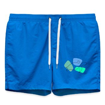 Lineart turtle with color background - Swim Trunks - cobalt blue - Front - AI Model Male 185 light (185cm)