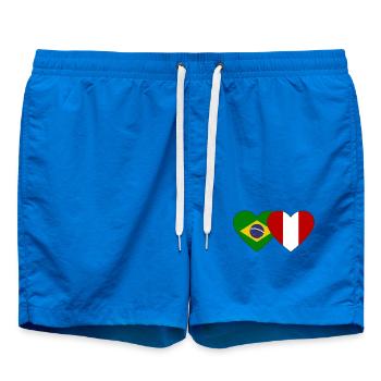 Drapeau du Brésil Pérou Mains en forme de cœur utilisé - Short de bain - cobalt blue - Devant - AI Model Male 185 light (185cm)