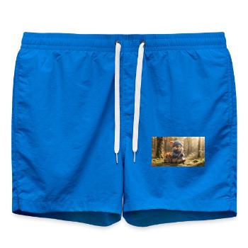 Cute little mouse in blue sweater holding a wooden - Badeshorts - Cobalt blue - Vorne - AI Model Male 185 light (185cm)