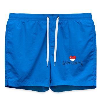 Singapur Skyline Herzschlag Asiatisch - Badeshorts - Cobalt blue - Vorne - AI Model Male 185 light (185cm)