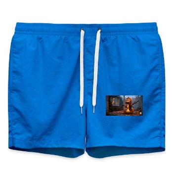 Cozy Pumpkin Snowman with Knitted Scarf and Candle - Badeshorts - Cobalt blue - Vorne - AI Model Male 185 light (185cm)
