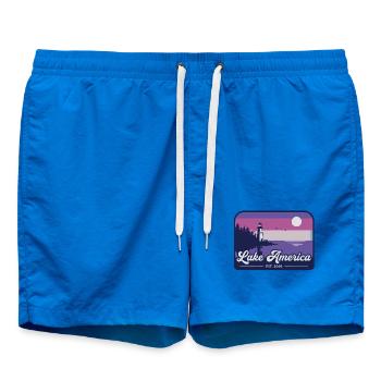 Lake America Leuchtturm Sonnenuntergang - Badeshorts - Cobalt blue - Vorne - AI Model Male 185 light (185cm)