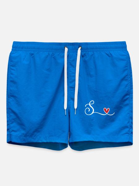 Buchstabe S. mit Herz Monogramm Initialie - Badeshorts - Cobalt blue