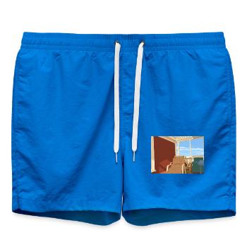 Gemütlicher Liegestuhl auf sonniger Veranda  - Badeshorts - Cobalt blue - Vorne - AI Model Male 185 light (185cm)