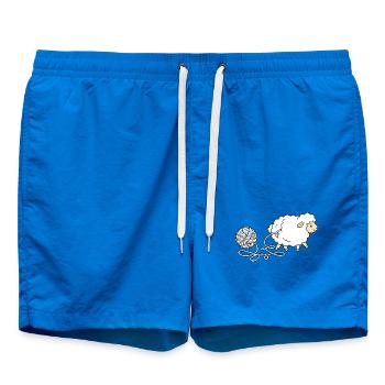 Yarn Sheep – süßes Häkelliebhaber-Strickgeschenk - Badeshorts - Cobalt blue - Vorne - AI Model Male 185 light (185cm)