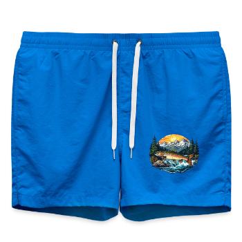 Fisch im Fluss - Wald - Badeshorts - Cobalt blue - Vorne - AI Model Male 185 light (185cm)