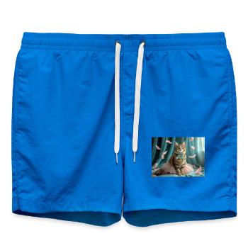 Pastellblaue Tutu-Katze - Badeshorts - Cobalt blue - Vorne - AI Model Male 185 light (185cm)