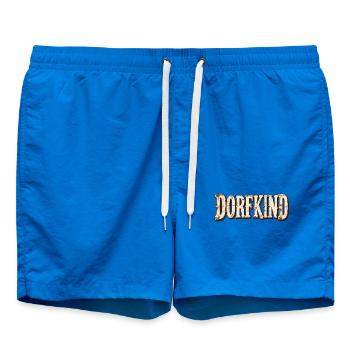 Dorfkind Retro Typografie im Western-Stil - Badeshorts - Cobalt blue - Vorne - AI Model Male 185 light (185cm)