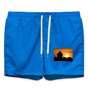 Windmühle bei Sonnenuntergang - Badeshorts - Cobalt blue - Vorne - AI Model Male 185 light (185cm)