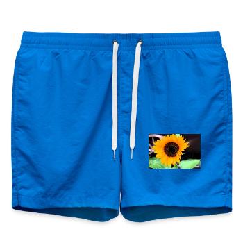 Große Sonnenblume im Garten - Badeshorts - Cobalt blue - Vorne - AI Model Male 185 light (185cm)