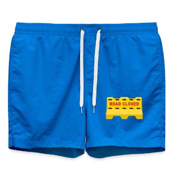 Symbol der Straßensperre für geschlossene Baustellen - Badeshorts - Cobalt blue - Vorne - AI Model Male 185 light (185cm)
