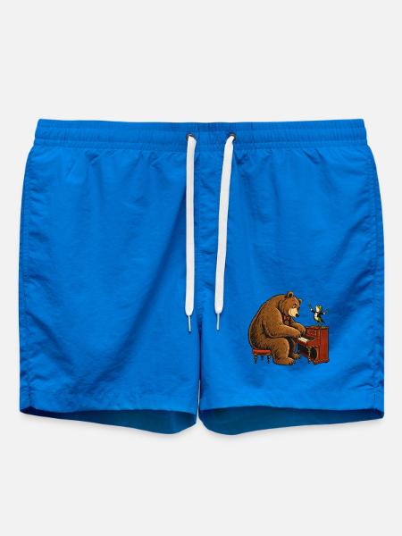Bär & Frosch am Klavier – Lustiges Musikmotiv - Badeshorts - Cobalt blue
