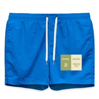 Bad News Good News – Time Flies - Badeshorts - Cobalt blue - Vorne - AI Model Male 185 light (185cm)