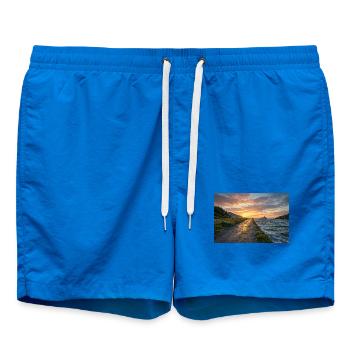 Sonnenuntergang auf dem Küstenweg - Badeshorts - Cobalt blue - Vorne - AI Model Male 185 light (185cm)
