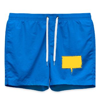 Eckige Sprechblase in Gelb used look - Badeshorts - Cobalt blue - Vorne - AI Model Male 185 light (185cm)
