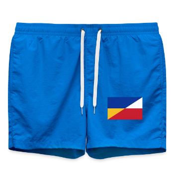 Ukraine-Polnische Flagge – Ukrainische und Polnische Einheit - Badeshorts - Cobalt blue - Vorne - AI Model Male 185 light (185cm)