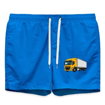 Gelber Lastwagen Illustration - Badeshorts - Cobalt blue - Vorne - AI Model Male 185 light (185cm)