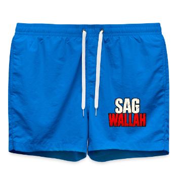 Sag Wallah – Lustiger Statement Spruch - Badeshorts - Cobalt blue - Vorne - AI Model Male 185 light (185cm)
