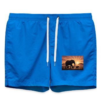 Elefanten-Morgendämmerungs-Silhouette - Badeshorts - Cobalt blue - Vorne - AI Model Male 185 light (185cm)