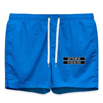 Quiet The Mind And The Soul Will Speak Ruhe Spruch - Swim Trunks - cobalt blue - Front - AI Model Male 185 light (185cm)