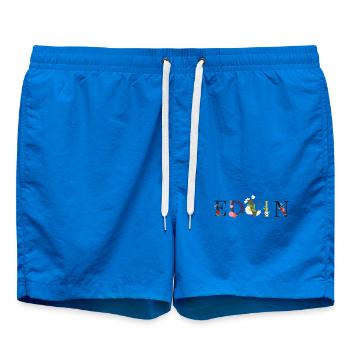 Nom EDVIN décoré de fleurs - Short de bain - cobalt blue - Devant - AI Model Male 185 light (185cm)