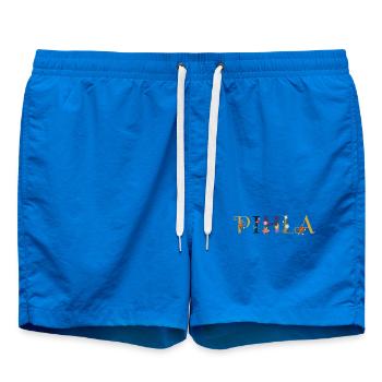 PIHLA name decorated with flowers - Swim Trunks - cobalt blue - Front - AI Model Male 185 light (185cm)